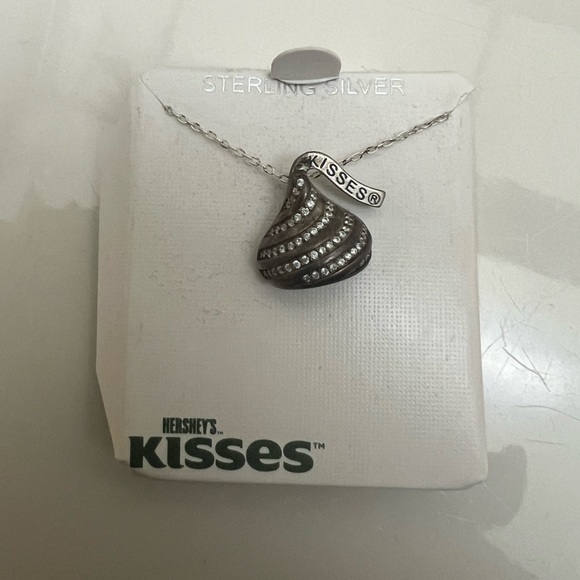Sterling Silver Cubic Zirconia Hershey’s Kiss Pendant 18” Necklace NWT - Picture 1 of 4